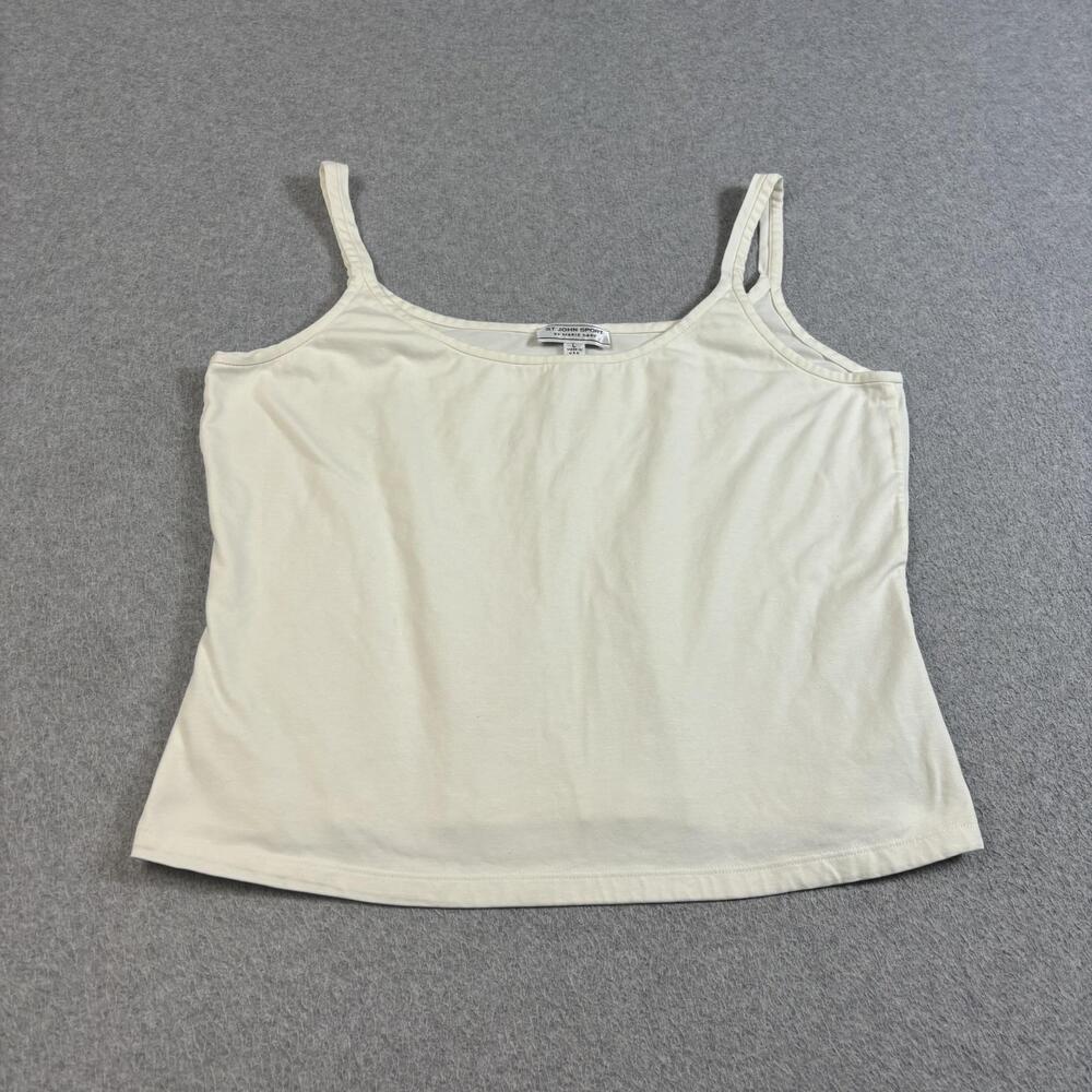 St John Sport Tank Top Women Large White Jersey Camisole Minimalist Layering USA